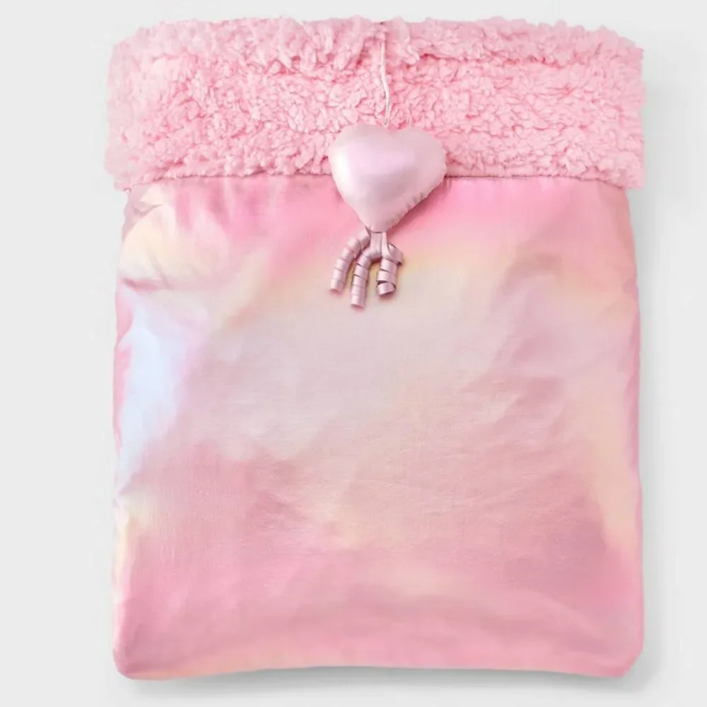 NWT ~ Boots & Barkley Pink Colored Sherpa Plush Cat Crinkle Bag Toy/Sleeping Bag